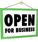 Open for business sign