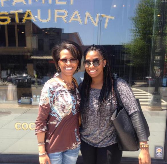 VATG founder Nicole D. Hayes and VATG digital media coordinator Destiney Bishop, enjoy a perfect weather day, brunch and fellowship in DC on May 22, 2015.  