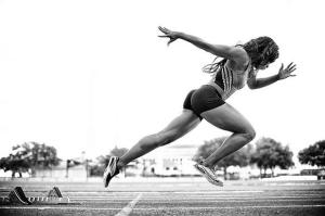 Fit female track runner